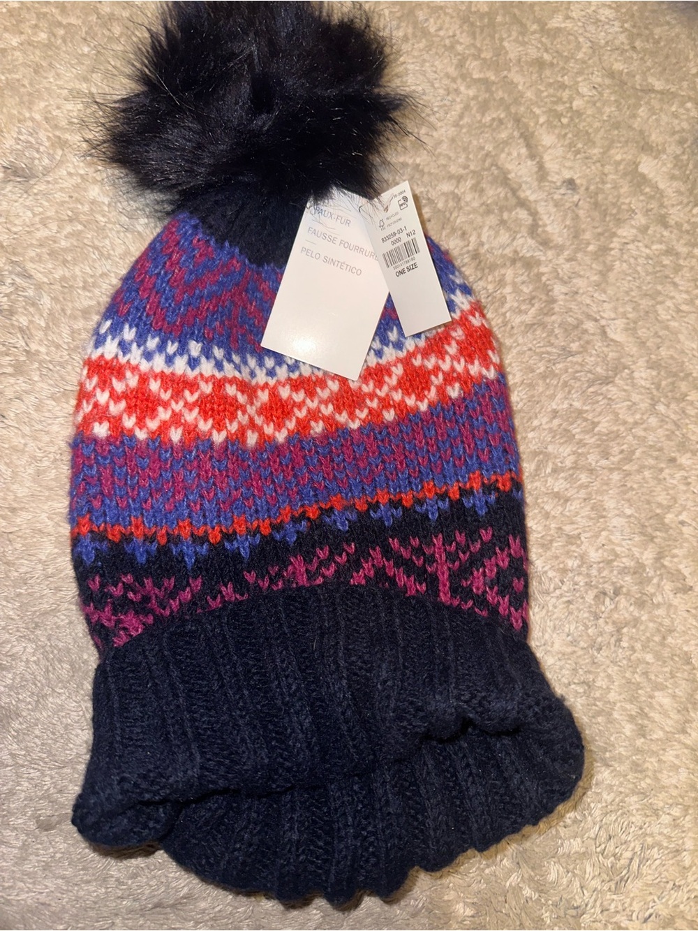 Old Navy Navy Beanie with Multicolor scarf matching